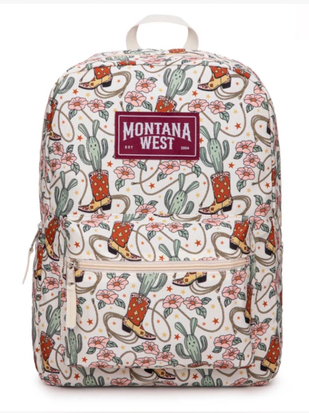 Montana West Cactus & Boots Backpack,2 compartment,side pocket,light,Western